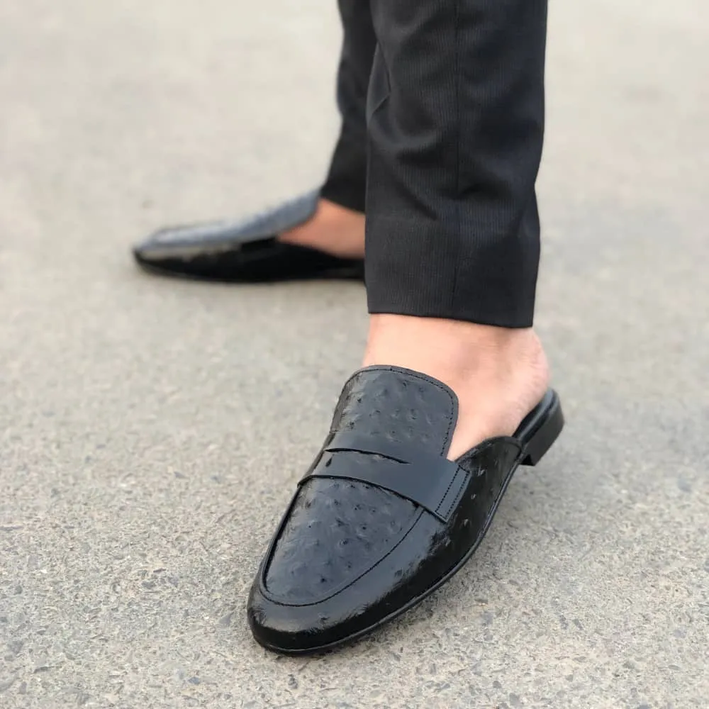 WS Pure leather Handmade Leonardo Black Mules S-00716