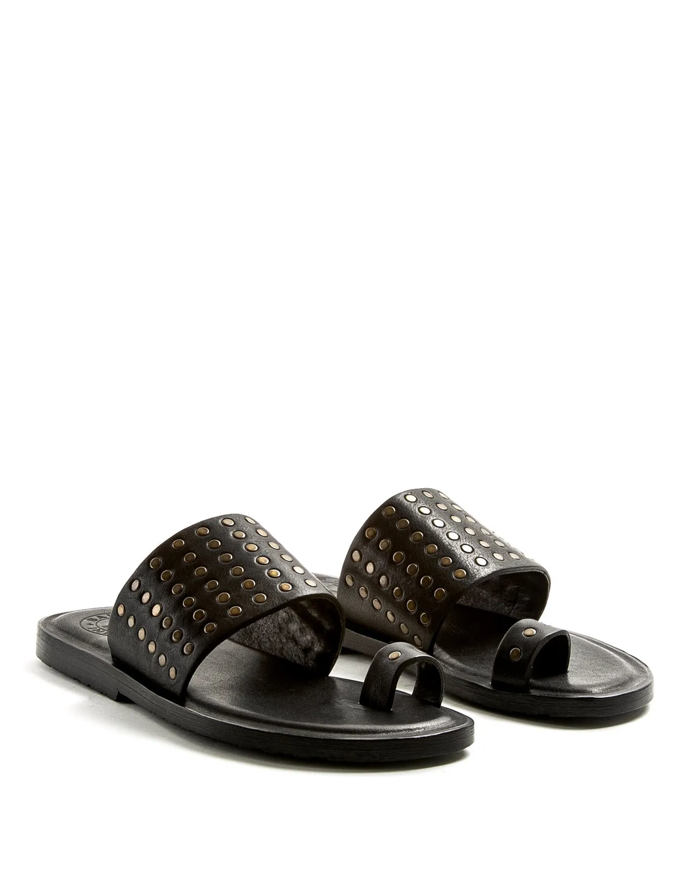 ZATTYS Black Leather Sandals